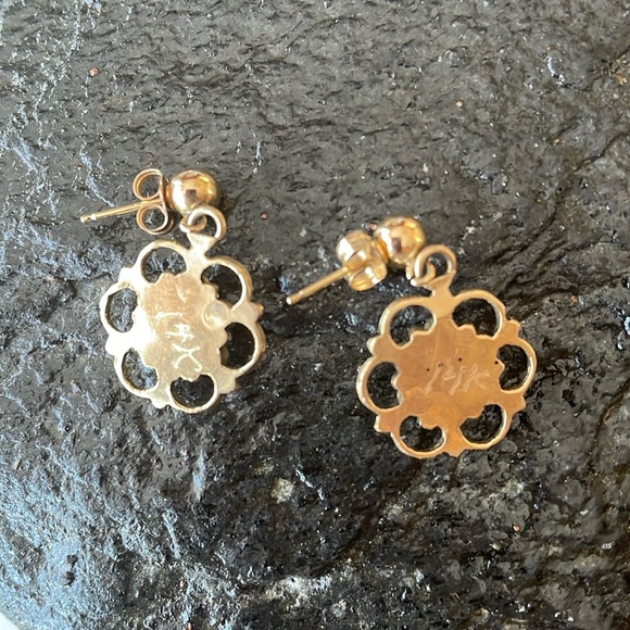 Vintage Zuni Native American Handcrafted 14K Red Coral Earrings - Picture 6 of 14